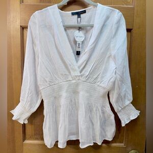 harve benard bright white  V-Neck Flattering Blouse